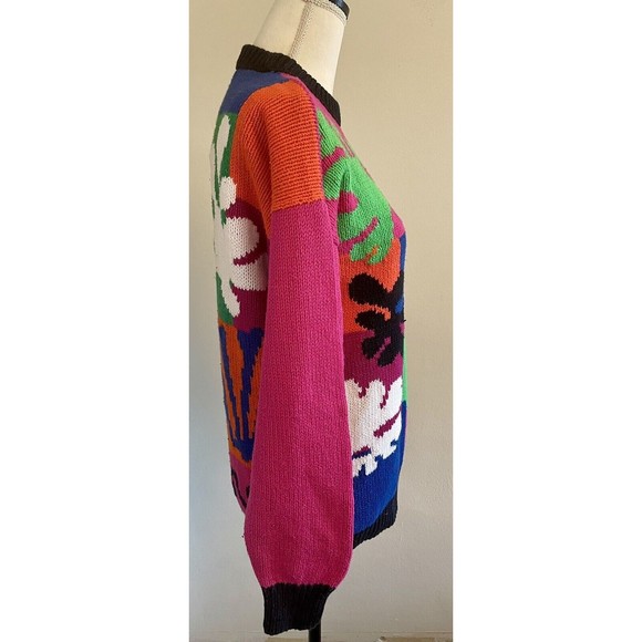 Vintage 90s Women’s Andina Matisse Handmade Peruvian Cotton Sweater Size Medium - Picture 6 of 9